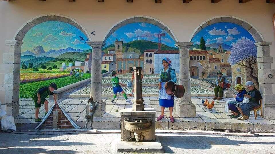 L’ABRUZZO AQUILANO IN UN MURALE DI CALLISTO DI NARDO A BARISCIANO