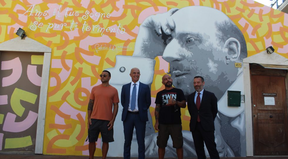 PESCARA, RESTITUITO ALLA CITTÀ IL MURALES DEDICATO A D’ANNUNZIO COMPLETAMENTE RESTAURATO