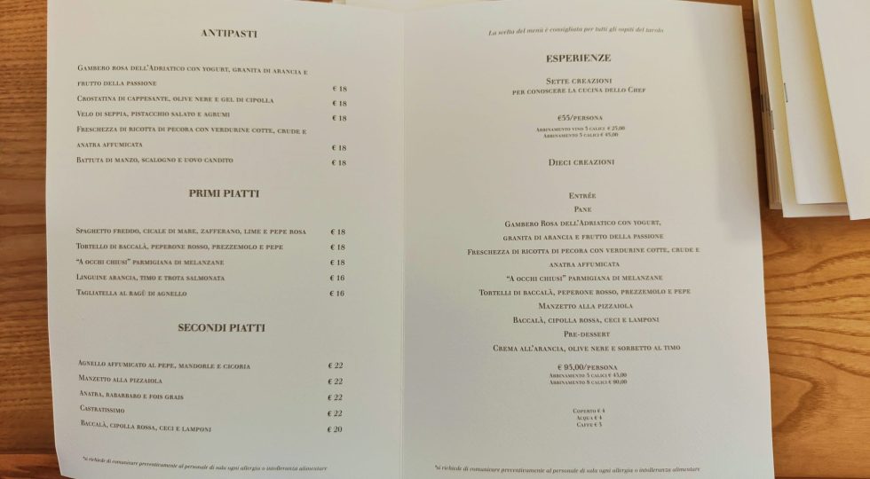 Il menù del nuovo ristorante di William Zonfa: “accessibilità” parola d’ordine